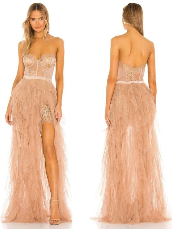 For Love And Lemons Dresses & Skirts - Elegant Strapless Ruffled Gown
